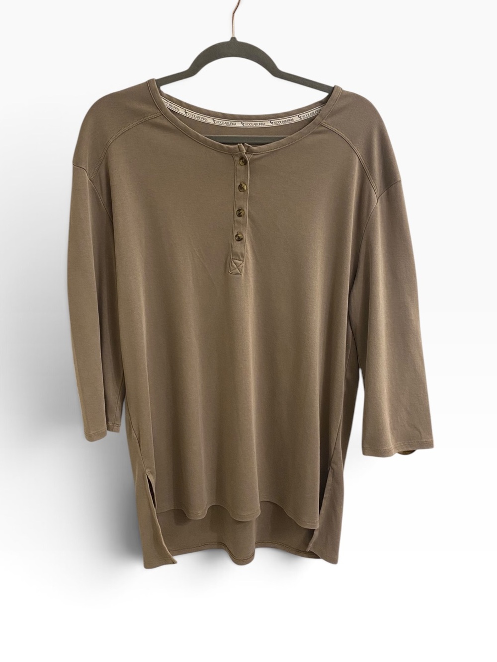 UGG KOOLABURRA SUPER SOFT TAUPE HENLEY TOP SIZE MEDIUM 3/4 SLEEVES COMFY LOUNGE
